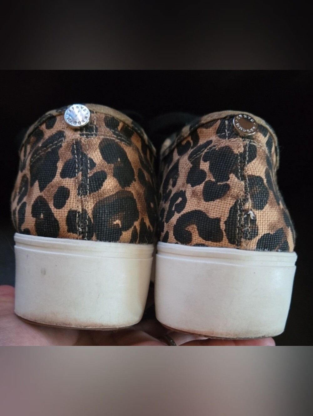 Steve Madden Emmi Leopard Print Canvas Sneakers - Black & Brown Size 10M - Picture 9 of 12